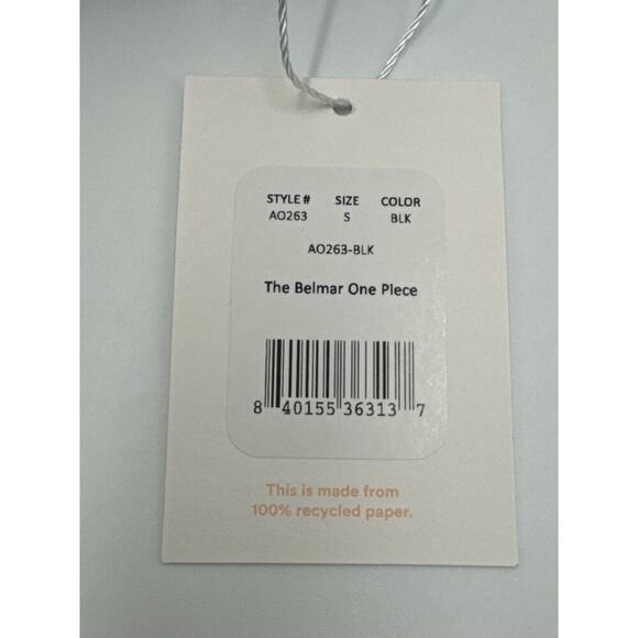 Andie Swim Small The Belmar One Piece Swimsuit Black NWT Eco Nylon V-Neck - Picture 6 of 8